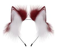 LXJLXD Ear Headband,Party Headbands,Maid Hairhoop Cat Ear Hairband Bendable Ear Headbands Costume Hairhoop Girl Theme Party Supply Subcultures Headwear(red and white)