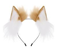 LXJLXD Ear Headband,Party Headbands,Maid Hairhoop Cat Ear Hairband Bendable Ear Headbands Costume Hairhoop Girl Theme Party Supply Subcultures Headwear(camel white)