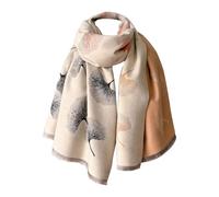 LXJLXD Elegant Leaf Print Warm Poncho Shawl Wrap for Women Soft Warm Stylish Oversized Scarf Wrap Tassels(Khaki)