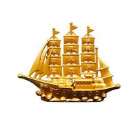 LXJLXD Golden Metal Sailing Ship Bucket Teapot Sculpture Chinese Fengshui Statues for Wealth and Prosperity Decorative Ornament(three pole sailboat)