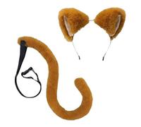 LXJLXD Sweet Student Woman Cat Ear Hairband with Tail Set Taking Photo Headbands Multicolors Cartoon Carnivals Hair Hoop(Camel Suit)