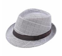 LXJYDN Straw hat Men Simple Plaid Hat Jazz Hat Summer Sun Hat-White Black-M