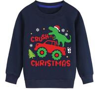 LXKA Boys Christmas Jumper Sweatshirt Kids Xmas Jumpers Toddler Cute Moster Truck Dinosaur Tops Baby T-Shirts Long Sleeve Cotton Crew Neck Casual Winter Clothes Age 1-2 Years
