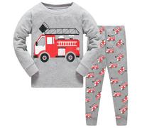LXKA Boys Fire Engines Pyjamas 7-8 Years Kids Pjs Clothing Little Toddler Winter Pajamas Children Clothes Sleepwear 100% Cotton Long Sleeve Shirts & Bottoms 2 Pieces Clothing Outfit Nightwear