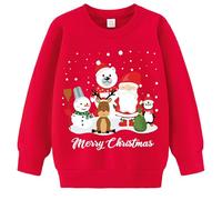 LXKA Girls Christmas Jumper Sweatshirt Kids Xmas Jumpers Toddler Cute Joy Santa Tops Baby T-Shirts Long Sleeve Cotton Crew Neck Casual Winter Clothes Age 1-2 Years