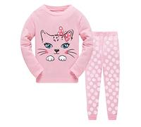 LXKA Girls Dinosaur Pyjamas Kids Pjs Cat Unicorn Clothing Little Toddler Winter Pajamas Children Clothes Sleepwear 100% Cotton Long Sleeve Shirts & Bottoms 2 Pieces Clothing Outfit Nightwear 7-8 Years