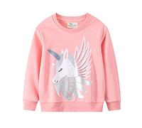 LXKA Girls Jumper Unicorn Pink Kids T Shirts Children Sweatshirts Long Sleeve Tops Toddler Clothes Cotton for Toddler Age 2-3 Years