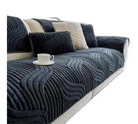 LXLAEOANG 1PC Wave Striped Sofa Cover Solid Color Thicken Plush Towel Covers Non-slip Couch Slipcovers Mat for Living Room(Dark grey,D 70x180cm 1pc)