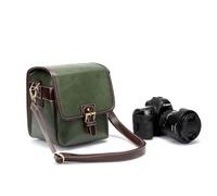 LXLAEOANG Camera Bag Stylish Fashion Retro PU Leather Case Handbag Waterproof Shoulder Messenger DSLR Bag for DSLR and Lenses(Retro Green,S)