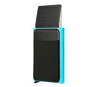 LXLAEOANG Card Holders Automatic Flip Card Side Push Men's Card Holder Sleeve Large Capacity 12 Cards Slot Metal Cards Box Aluminum Anti-Theft Wallets(Blue)