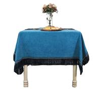 LXLAEOANG Chenille Tablecloth with Tassel, Rectangular, Square, Dining, Coffee Table Cover for Kitchen, Party, Washable, Solid Fabric for Parties, Banquet(Blue,140cm-Round)