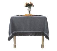LXLAEOANG Chenille Tablecloth with Tassel, Rectangular, Square, Dining, Coffee Table Cover for Kitchen, Party, Washable, Solid Fabric for Parties, Banquet(Grey,120cm-Round)