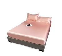 LXLAEOANG Mattress Cover Satin Waterproof Fitted Sheet Artificial Silk Mattress Cover Solid Color Elastic Band Bed Small and Large Mattress Protector(Light pink,180x200x25cm 1pc)