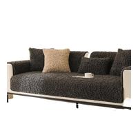 LXLAEOANG Plush Sofa Covers for Living Room Autumn Winter Imitation Lamb Wool Cushion Couch Sofas Luxury Soft Slipcover(Black,70x210cm)