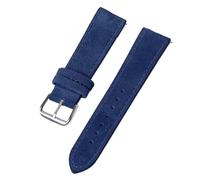 LXLAEOANG PU Leather Watch Strap 18mm 19mm 20mm 22mm Quick Release Replacement Bands Vintage Stitching Bracelet for Men and Women(Blue,22MM_SILVER BUCKLE)