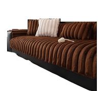 LXLAEOANG Simple Solid Color Seat Plush Sofa Cover Cushion Winter Thick Non-slip Furniture Protective Chair Home Decoration(Dark coffee,110x110cm)