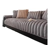 LXLAEOANG Simple Solid Color Seat Plush Sofa Cover Cushion Winter Thick Non-slip Furniture Protective Chair Home Decoration(Light gray,90x120cm)