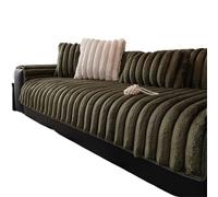 LXLAEOANG Simple Solid Color Seat Plush Sofa Cover Cushion Winter Thick Non-slip Furniture Protective Chair Home Decoration(Green,110x240cm)