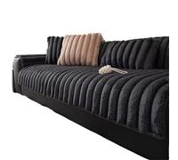 LXLAEOANG Simple Solid Color Seat Plush Sofa Cover Cushion Winter Thick Non-slip Furniture Protective Chair Home Decoration(Dark gray,110x210cm)