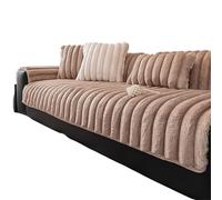 LXLAEOANG Simple Solid Color Seat Plush Sofa Cover Cushion Winter Thick Non-slip Furniture Protective Chair Home Decoration(Light coffee,90x240cm)