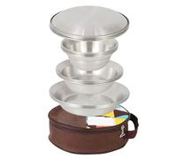 LXLAEOANG Stainless Steel Plate Outdoor Stainless Steel Dinnerware Set 16 Pieces Camping Portable Plate Home Use Soup Bowl for Picnic, Camping