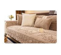 LXLAEOANG Thicken Plush Sofas Mat Non-slip Jacquard Sofa Covers for Living Room Couch Cover Furniture Protector(Light Coffee,90x280cm 1pc I)
