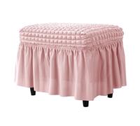 LXLAEOANG Wedding Aisle Runner Decor Seat Stool Cover Seersucker Solid Color Footrest Slipcover Elastic Band Bubble Grid Ottoman Dining Room(Pink)