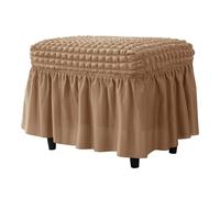 LXLAEOANG Wedding Aisle Runner Decor Seat Stool Cover Seersucker Solid Color Footrest Slipcover Elastic Band Bubble Grid Ottoman Dining Room(Brown)