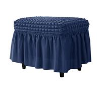LXLAEOANG Wedding Aisle Runner Decor Seat Stool Cover Seersucker Solid Color Footrest Slipcover Elastic Band Bubble Grid Ottoman Dining Room(Dark Blue)