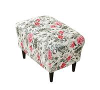 LXLAEOANG Wedding Aisle Runner Floral Printed Footstool Cover Rectangle Elastic Footrest Chair Covers Spandex Foot Stool Case Furniture Protector Living Room(A4 Footstool Cover)