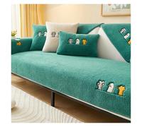 LXLAEOANG Winter Thickened Lamb Wool Sofa Cushion, Plush Seat Pad Sofa Cover(Dark green,90x70cm)