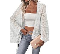 LXLAEOANG Womens Cardigans Cardigan for Women Solid Color Knit Elegant Front Open Bat Wing Sleeve Loose(WHITE,L)