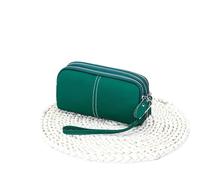 LXLAEOANG Women's Leather Wristlet Clutch Wallet Purse Small Multi Pocket Cell Phone Bag Three Layer Zipper Handphone Pouch for Evening, Holiday(Green)