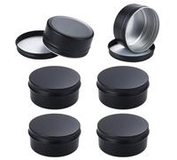LXLK 6 Pcs Aluminium Tin Jars, 150ml Black Empty Round Cosmetics Containers Pots with Screw Lid for Homemade Cream Sample Candle Makeup Lip Balm Storage Travel