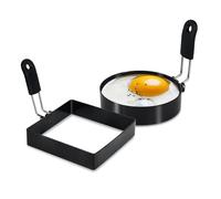 LXLOVESM 4'' Round+Square Egg Rings Set with Silicone Handle, Stainless Steel Egg Cooking Rings，Nonstick，for Frying Eggs and Egg Mcmuffins, Egg Mold for Breakfast