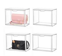 LXLXXL 4PCS Bag Storage Boxes Clear Storage Bins with Lids Plastic Storage Containers Acrylic Storage Organizers for Toys Totes Closet Organization Display Cases for Anime Figures Collectibles