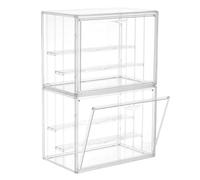 LXLXXL Acrylic Display Case for Collectibles 3 Layer Adjustable Figure Display Case with Magnetic Door Clear Stackable Display Box for Figures Showcase 2Pack