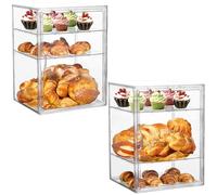 LXLXXL Bread Box For Kitchen Countertop Pastry Bakery Display Case 3 Layers Adjustable Large Bread Storage Container For Homemade Bread, 2 Pack