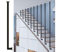 LXLZYXSF Staircase Balustrade Posts Spindles Metal Attic Deck Baluster, Square Pole Banisters Column for Hallways, Foyer Partition Pillars, Home Decor & Falling Protection(Black(1 Pack),H-1.5m/4.9ft)