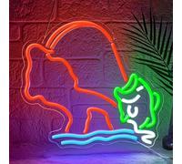 Lxmoneon Fishing Neon Sign Man Fishing Neon Signs for Wall Decor Dimmable Fisherman Neon Led Wall Light for Boy's Room Fishing Club Fishing Gear Store Game Room Gift