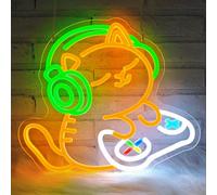Lxmoneon Gaming Cat Neon Light Sign, Cat Neon Sign, Gamer Led Signs for Game Room Decor, Neon Light for Bedroom Gaming Zone Boy's Room Party Man Cave, Gift for Gamer