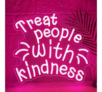 Lxmoneon Treat People with Kindness Neon Sign,Pink Letter Led Neon Signs for Wall,Inspiring Words Neon Light Sign,Dimmable Be Kind Neon Light for Bedroom Kid's Room Classroom Dorm Office Gift