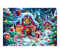 Lxmsja 5D Christmas Diamond Painting Kits for Adults Beginners, Diamond Art Candy House Kits, Full Drill Diamond Crystal Gem Art Kits Christmas Gifts for Home Wall Decor 30x40cm