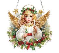 Lxmsja Angel Diamond Art Hanging Ornaments with Chain, Special Shaped Cupid Diamond Painting Pendant Kits for Adults, Crystal Gem Art Suncatchers Kits, Easter Mother's Day Gifts for Home Decor