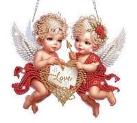 Lxmsja Angel Diamond Art Hanging Ornaments with Chain, Special Shaped Love Diamond Painting Pendant Kits for Adults, Crystal Gem Art Suncatchers Kits, Mother's Day Gifts for Home Decor