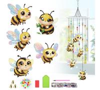 Lxmsja Bee Diamond Art Painting Wind Chimes for Garden, Diy Hanging Crystal Suncatcher, Diamond Painting Kits for Adults Kids, Mosaic Kits for Adults, Wind Chimes Indoor Outdoor Home Decor