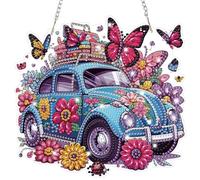 Lxmsja Car Diamond Art Hanging Kits for Adults, Diamond Art Suncatchers Flowers, 5D Special Shape Diamond Painting Butterfly Pendant Window Ornament Gifts for Home Wall Garden Door Decor