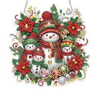 Lxmsja Christmas Diamond Art Hanging Ornaments for Adults Kids, Christmas Diamond Painting Snowman Kits, Special Shaped Crystal Gem Art Pendent Kits Suncatchers for Windows Door Wall Decor Gifts