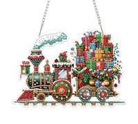 Lxmsja Christmas Diamond Art Hanging Ornaments for Adults Kids, Diamond Painting Train Kits, Special Shaped Crystal Gem Art Pendent Kits Suncatchers for Windows Door Wall Decor Christmas Gifts