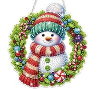Lxmsja Christmas Diamond Art Hanging Ornaments With Chain, Special Shaped Painting Kits for Adults Beginners, Snowman Pendant Crystal Gem Art Kits Christmas Gifts for Home Decor